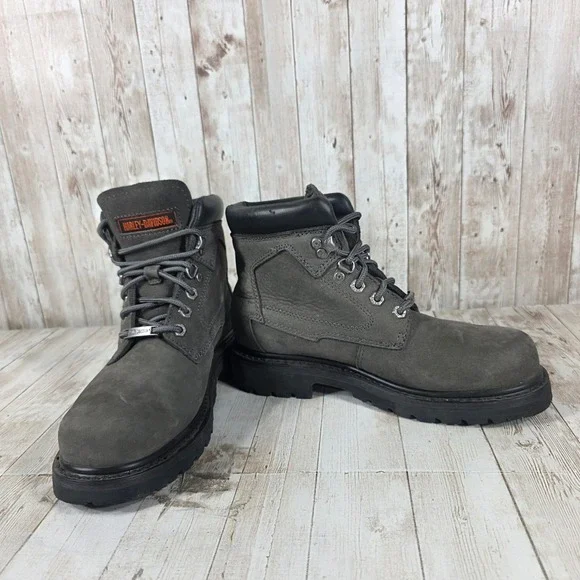 Harley Davidson Womens Grey Leather Motorcycle Boots D83366 Size 8M - Picture 6 of 8